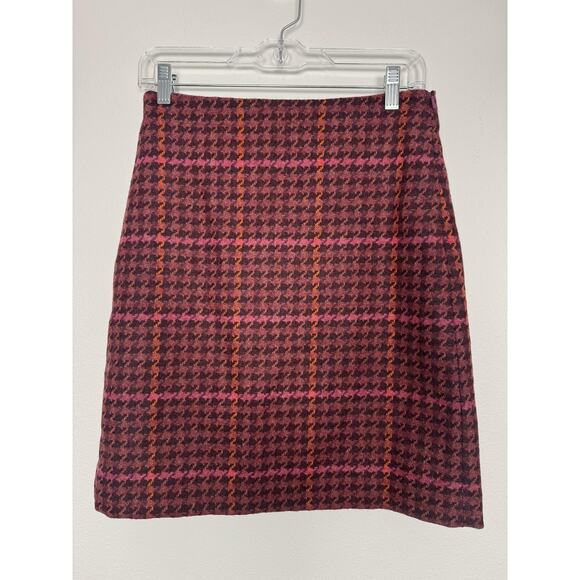 Wool Tweed Plaid Skirt Womens 4 Multicolor Academia Pure Collection - Picture 2 of 12